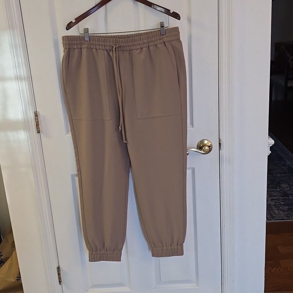 NWT Ann Taylor Factory  Drawstring Joggers  Taupe Size Large